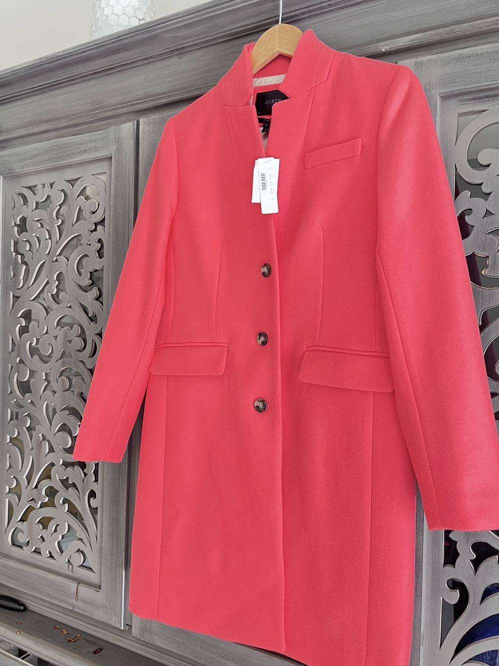 NWT J.Crew Regent Topcoat Coral Poppy * - Picture 3 of 11